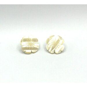 Vintage 1950's Mother of Pearl Flower Earrings post back